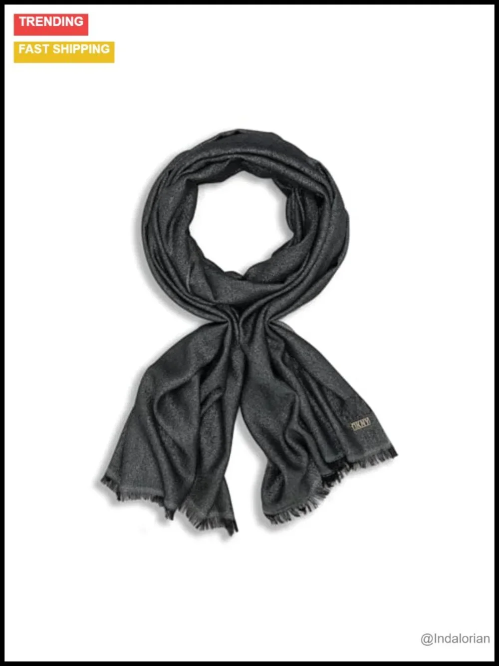 Metallic Fringe Scarf - Lightweight Plaited Lurex Wrap